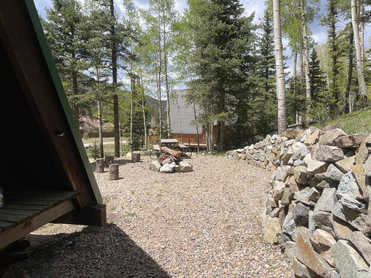 Back side of property with picnic table.